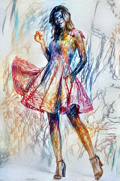 Woman in Dress - Colored Pencil