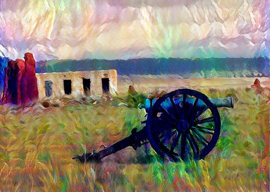 Canon at Fort Union, Colorado with Flowery Sky