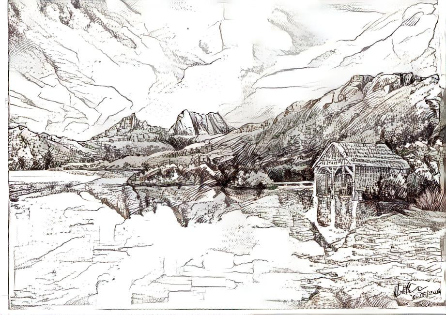 Cradle Mountain, in the Style of Russ Nicholson