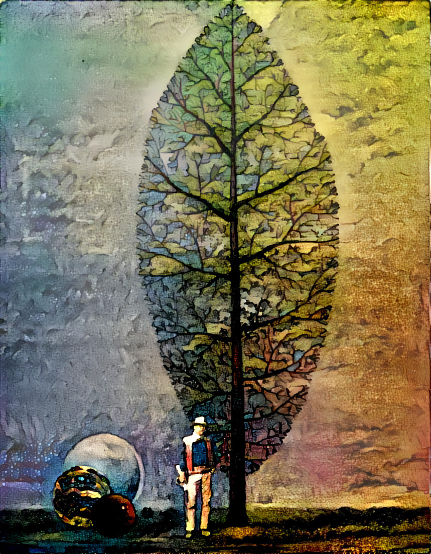 Collage von SINIKU_HG-Rene Magritte_John Wayne_