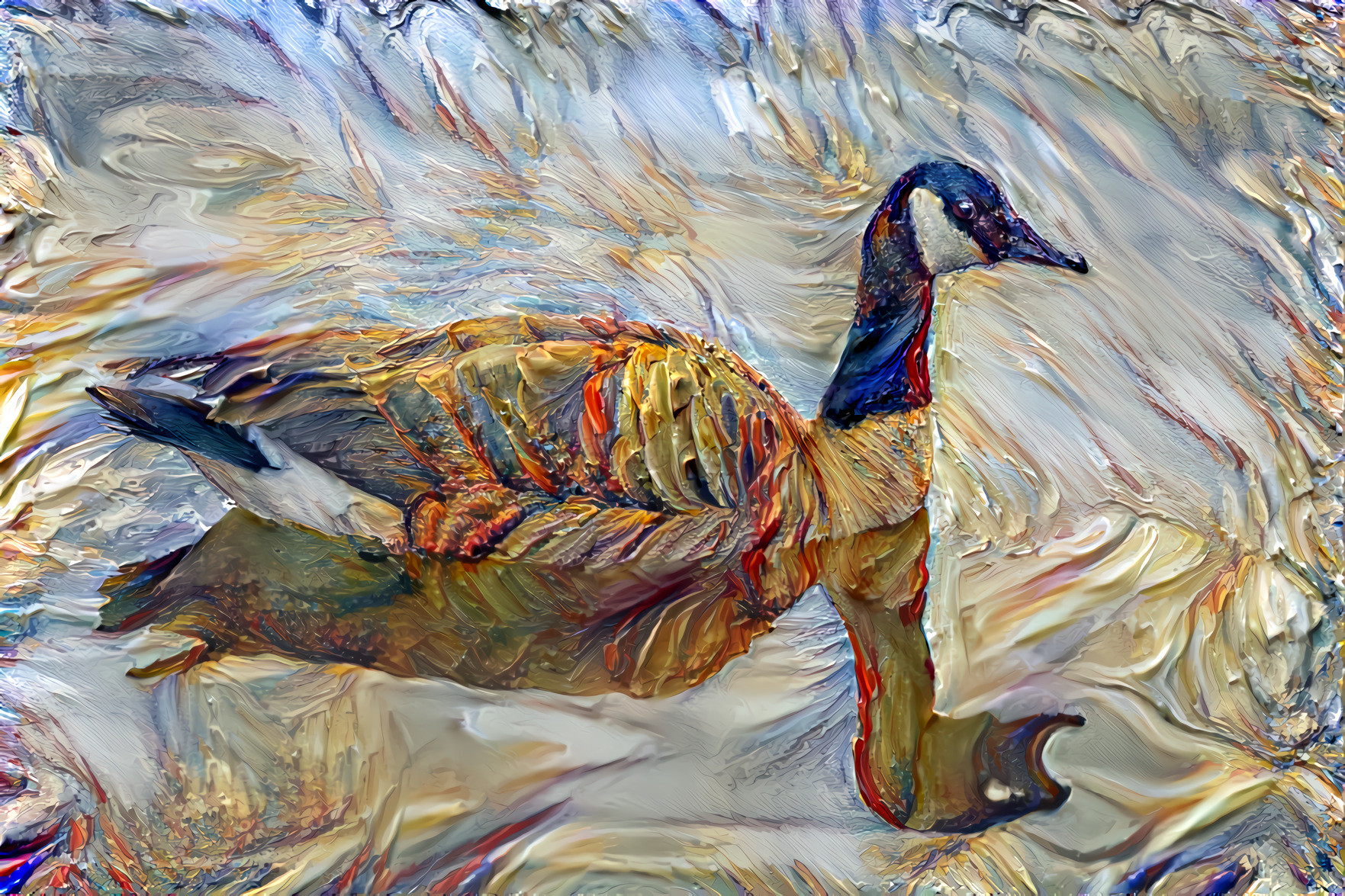 Goose on Winter Pond