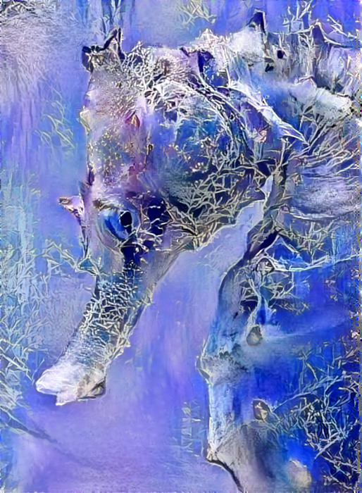 seahorse, retextured, blue, purple, white, ice