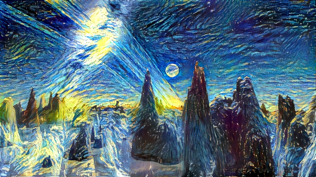 Starry Night Alien Landscape