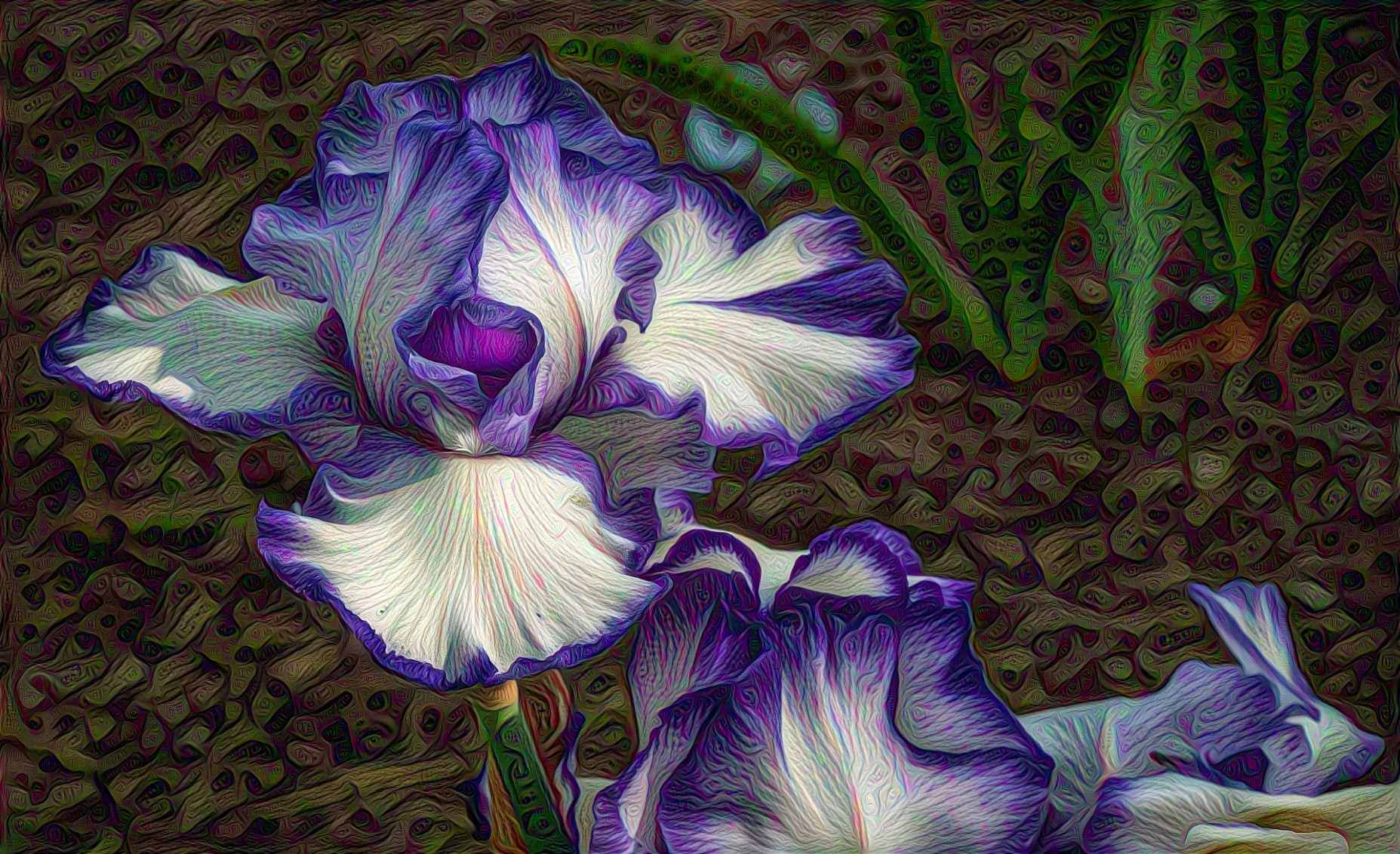 Iris, White and Purple