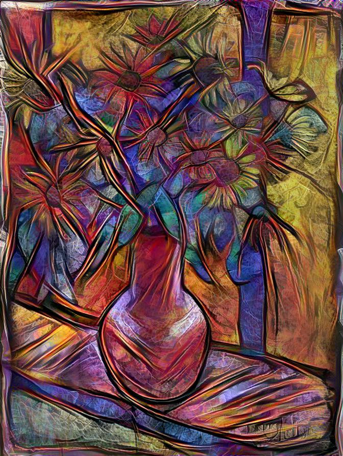 My painting of a vase of flowers