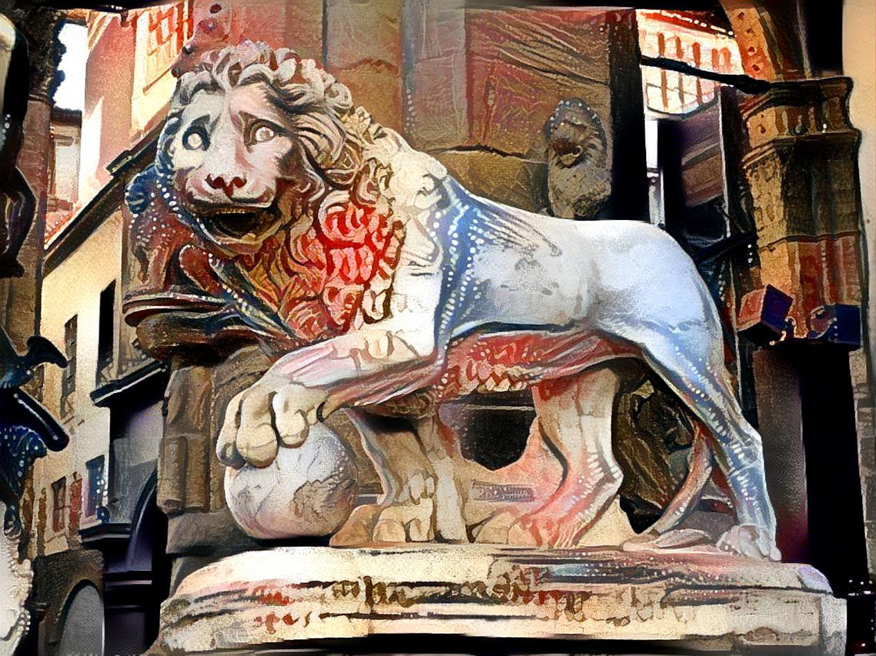 Red and White Lion