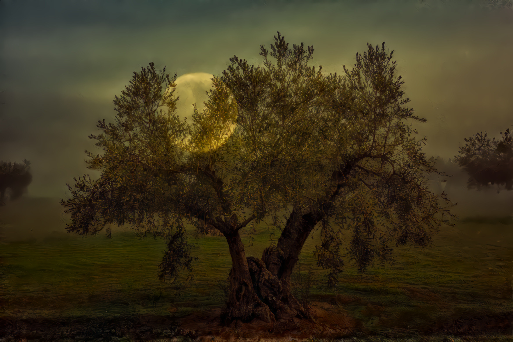 Moon Behind the Olive Tree