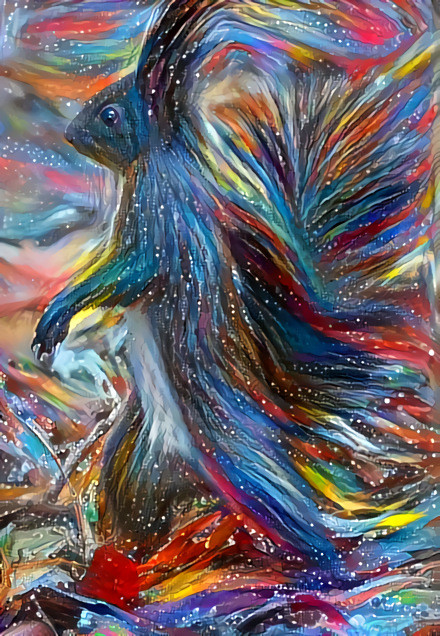 squirrel walking upright - painting