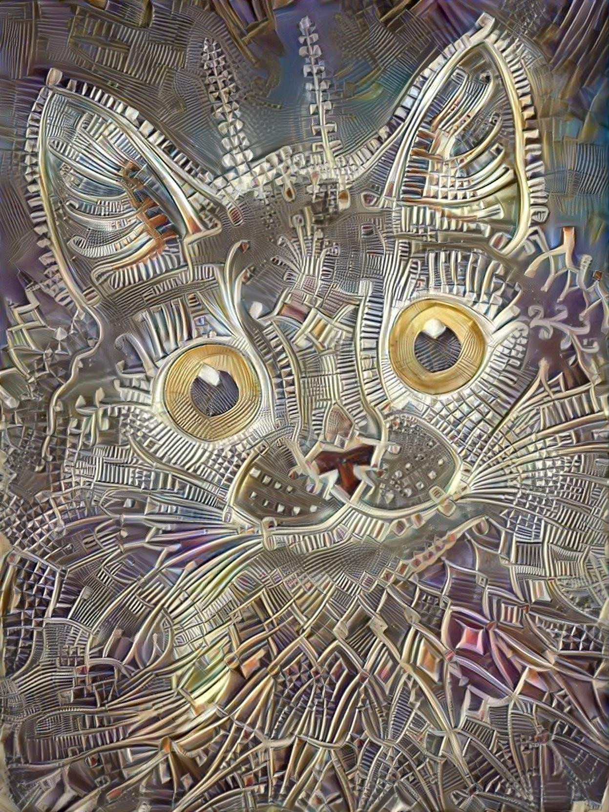 Original "Cat in Gothic Style"  by Louis Wain