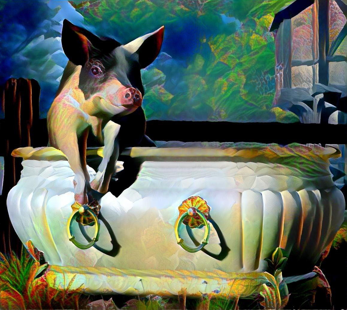 Pig in tub
