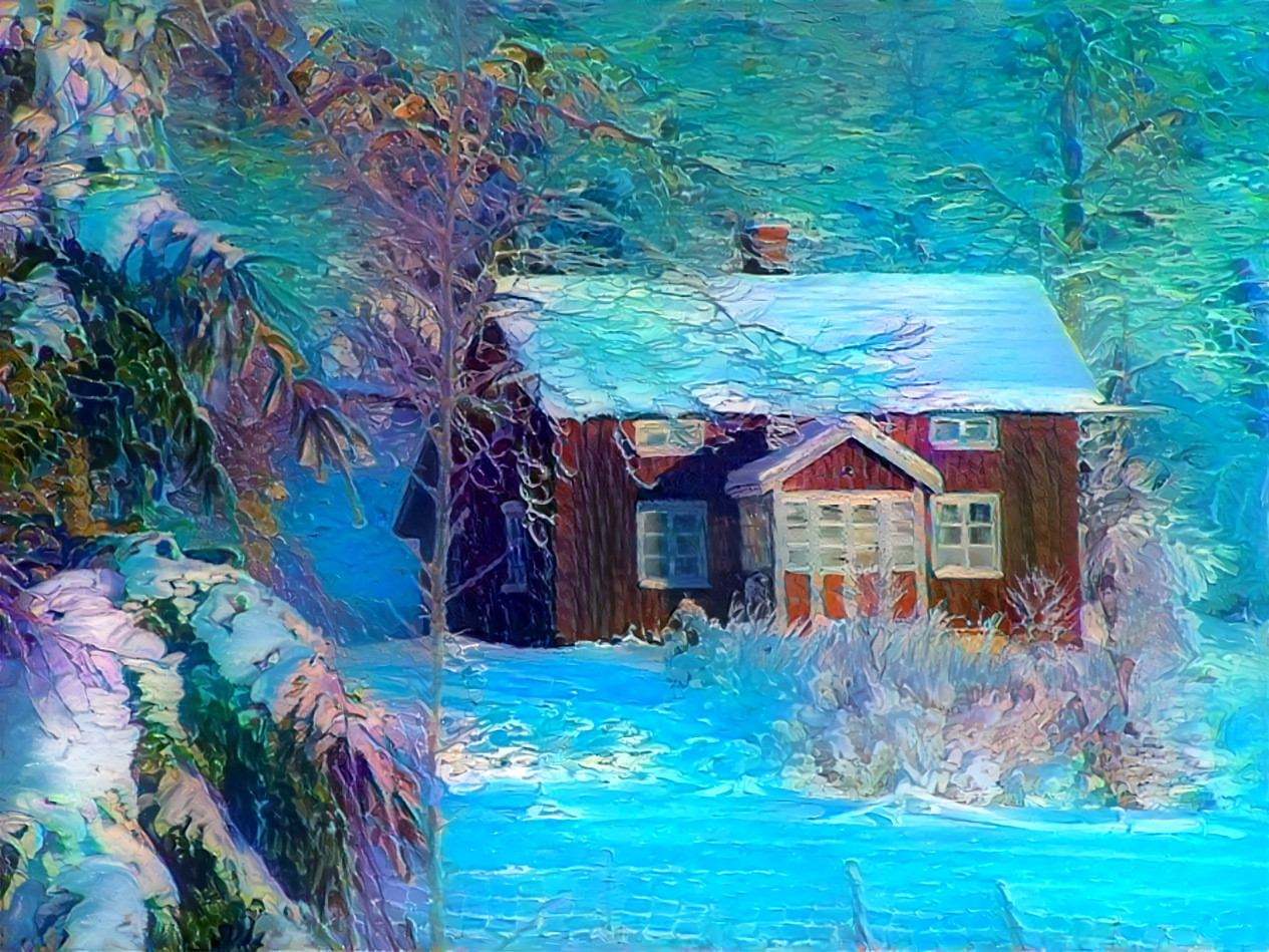 Swedish cottage in winter 2