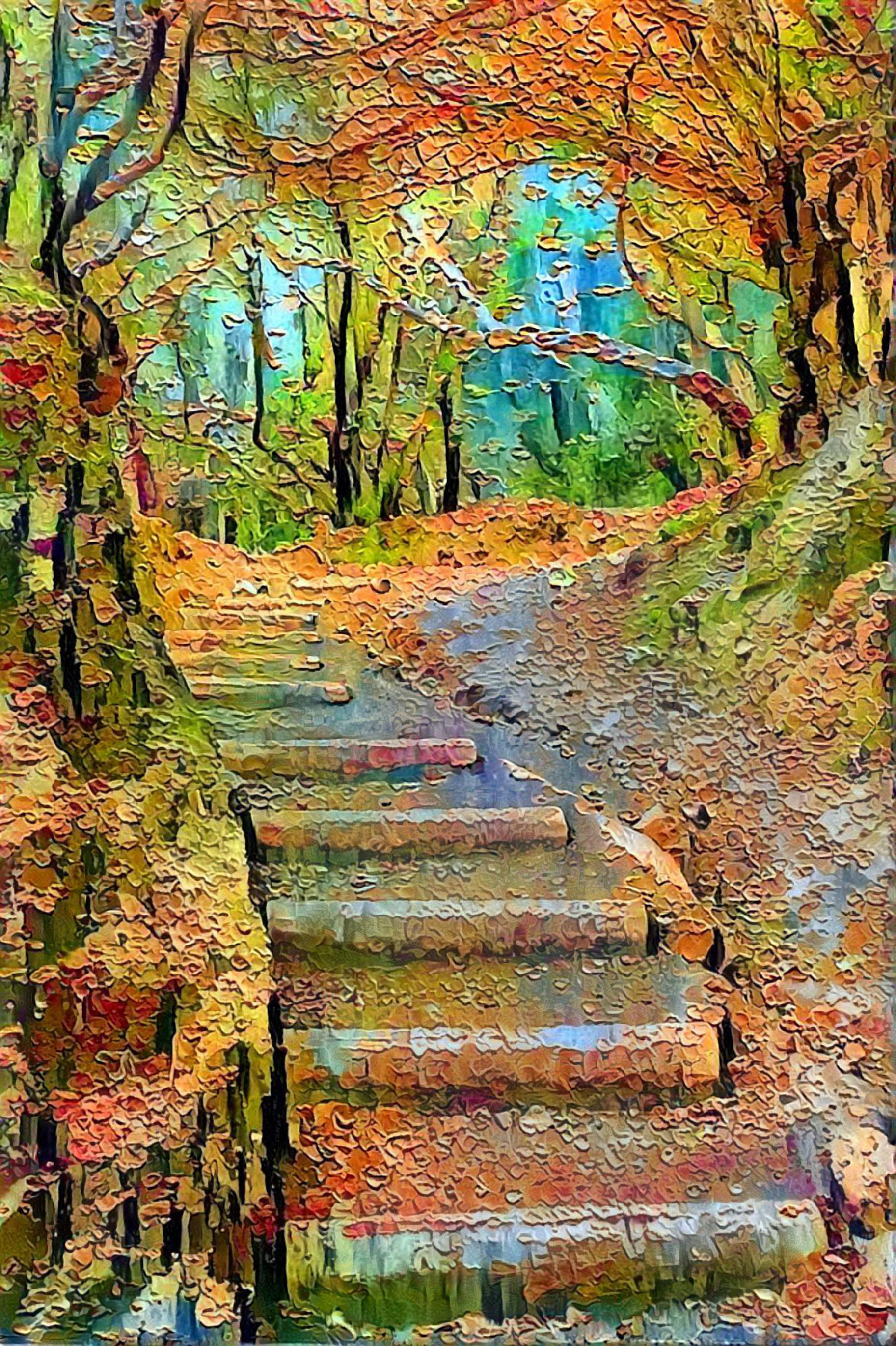 Stairway on an Autumn Path