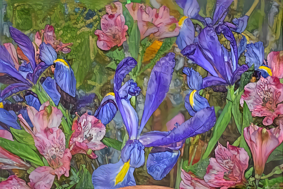 Irises (photo by Rheascope, Van Gogh style)