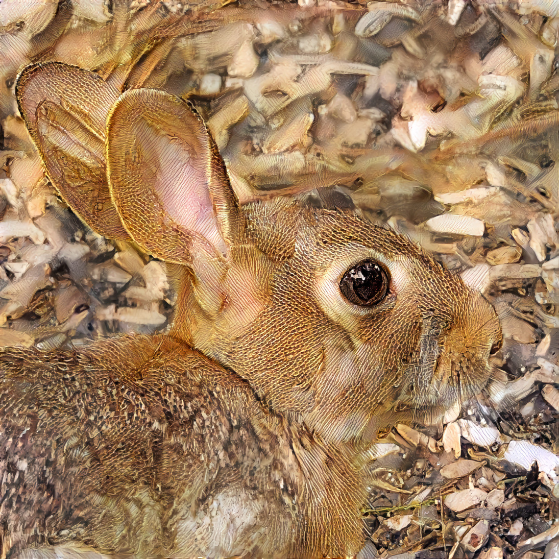 This eastern cottontail (Sylvilagus floridanus) visits us from time to time. Even poses for my camera. Style by me.