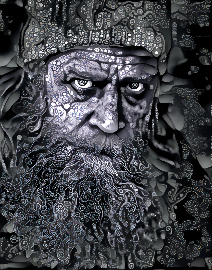 Bearded Man (style collage made with various arts from various artists) •