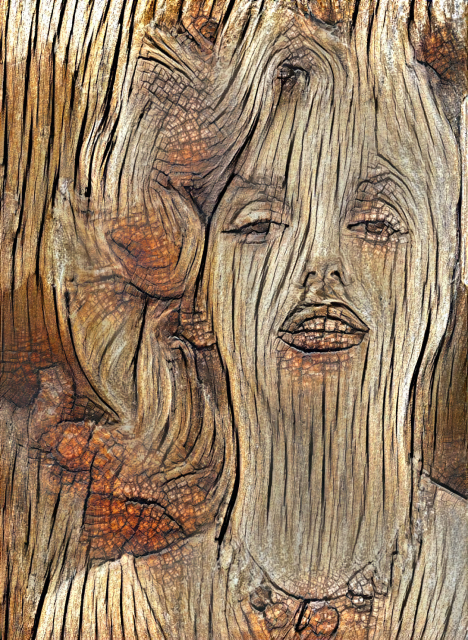 marilyn monroe, naturally occuring in wood grain