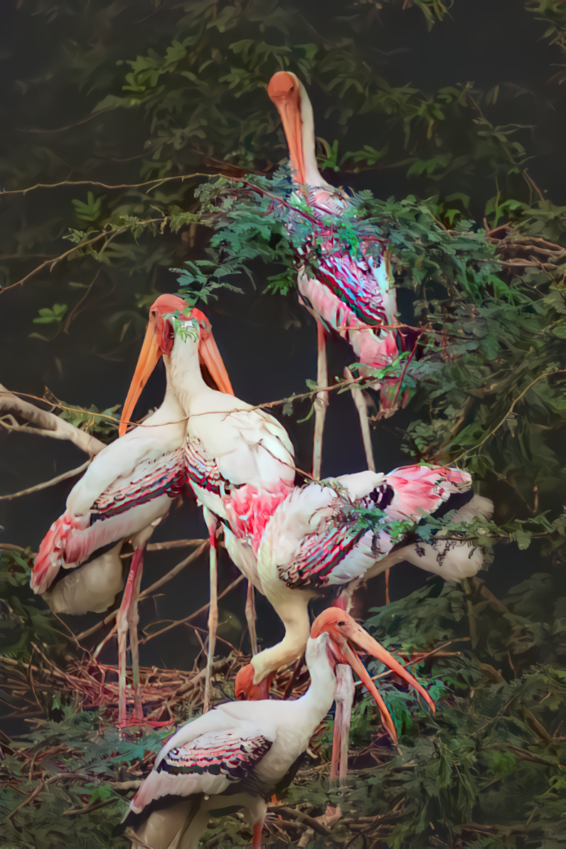 Painted Storks.  Original photo by Minni Sinha on Unsplash.