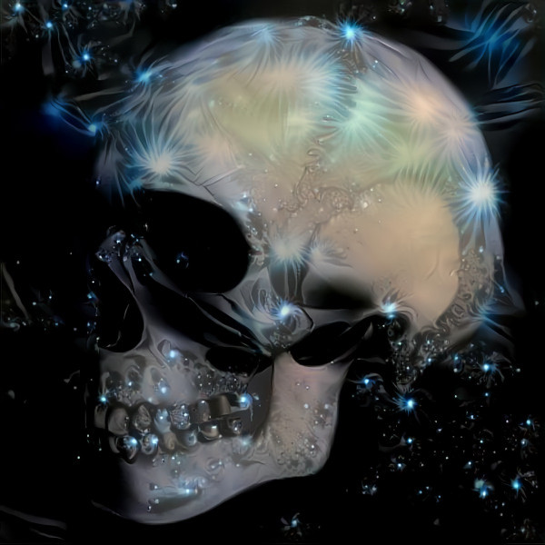 skull, side profile, space