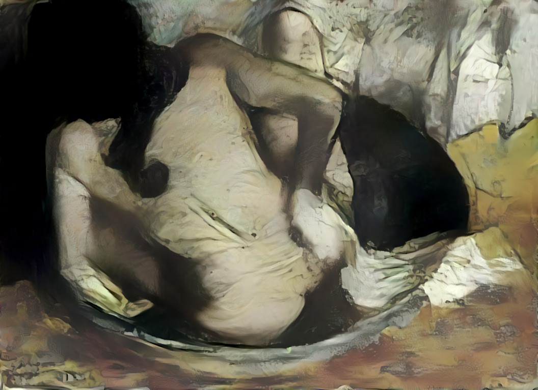 Degas (1884) 'Nude in a Tub', in the style of Manet