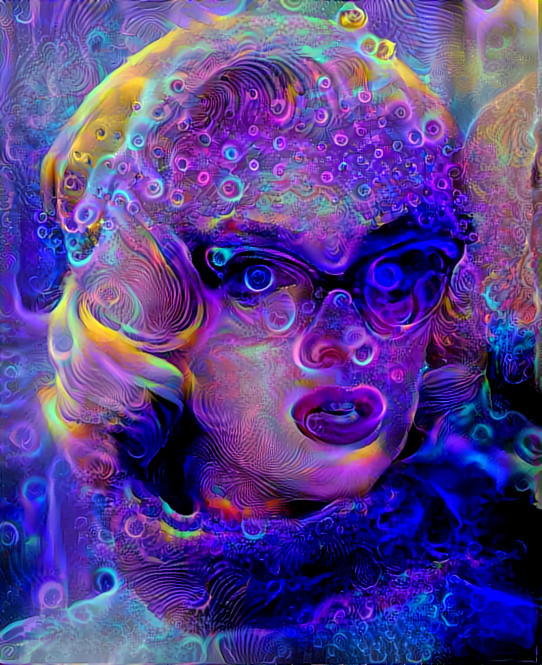 marilyn monroe - purple, aqua, orange, swirls