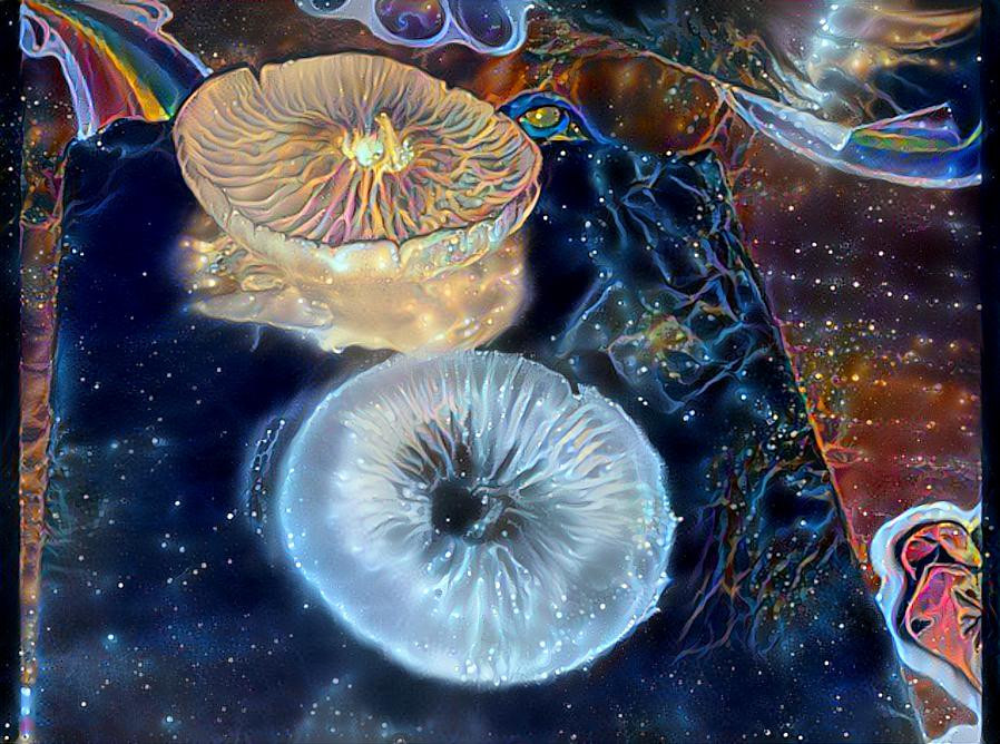 A mushroom and its spore print