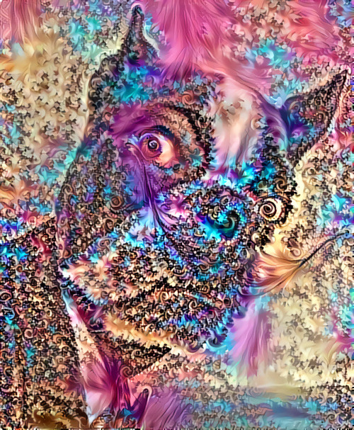 salvador dali dog, looking into camera, fractal