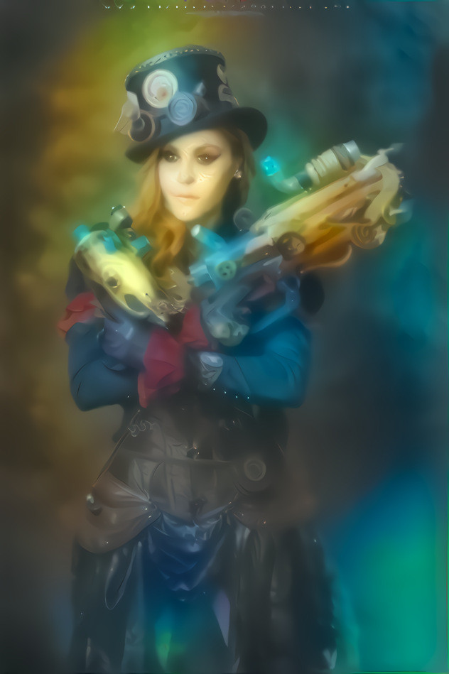 Steampunk girl with guns