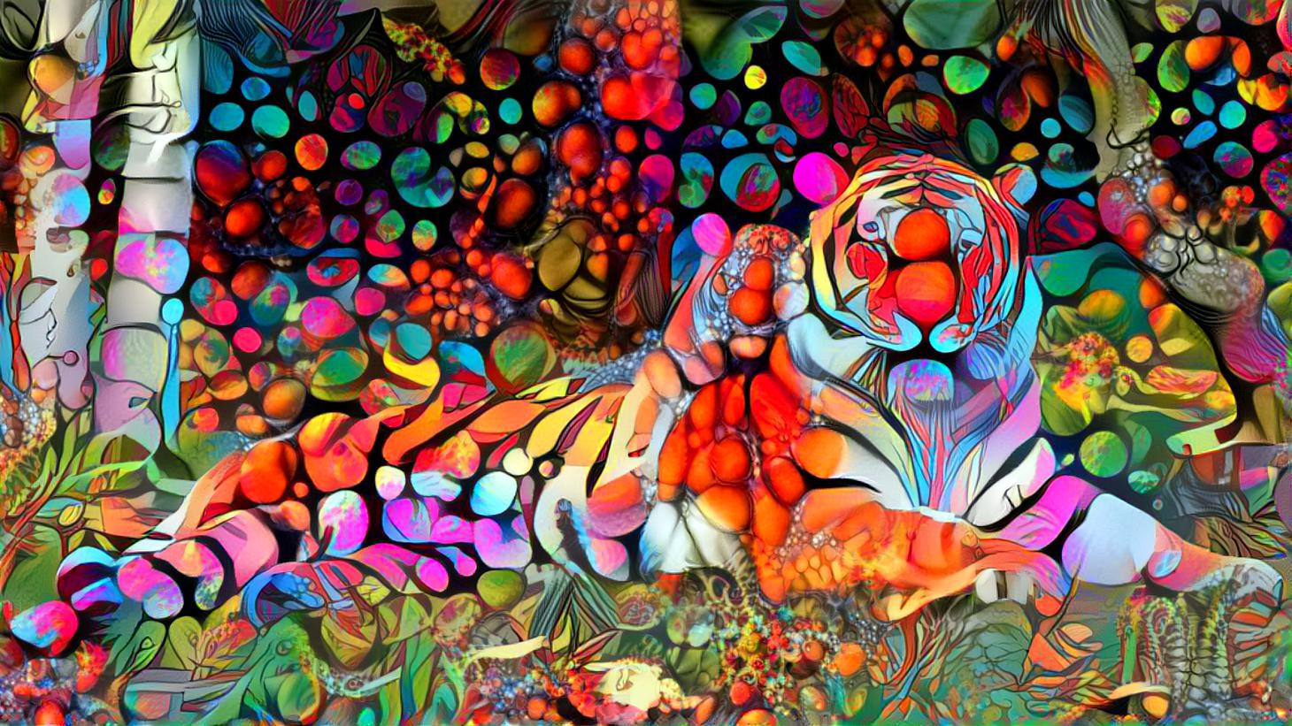 Tiger and son in a magical world