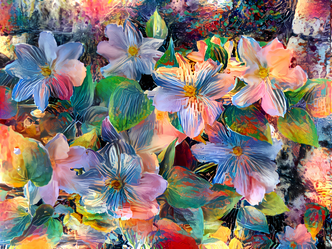 - - - - - - - -   'Nature's Flower Arranging'   - - - - - - - - - - Digital art by Unreal - from own photo.