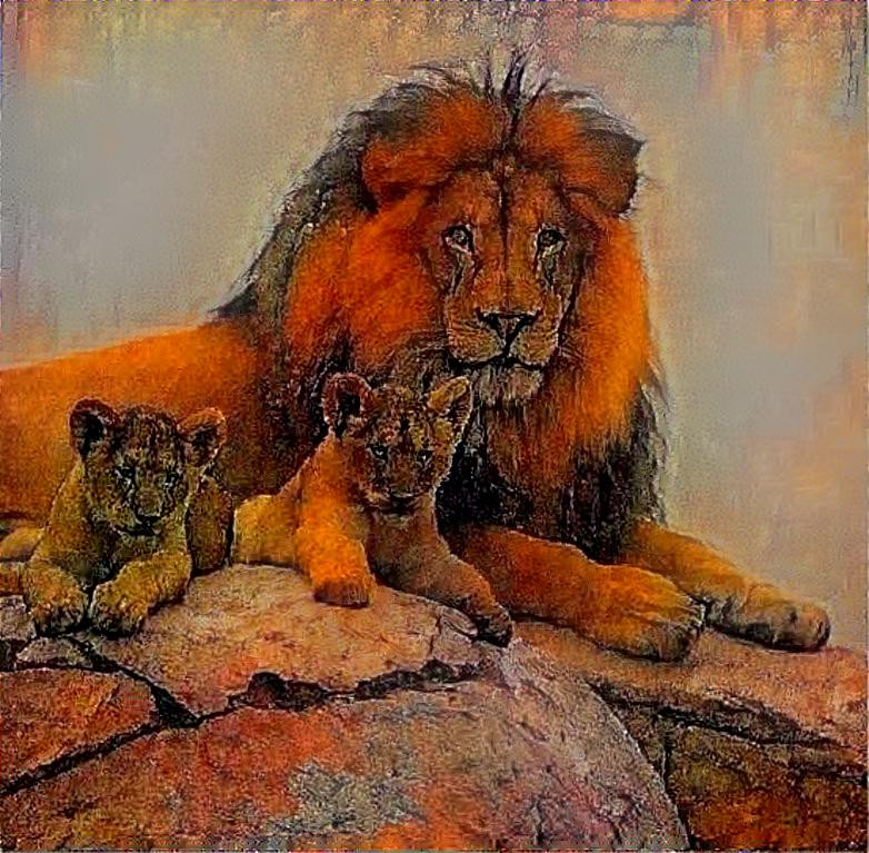 leeuwenmoeder met jonge