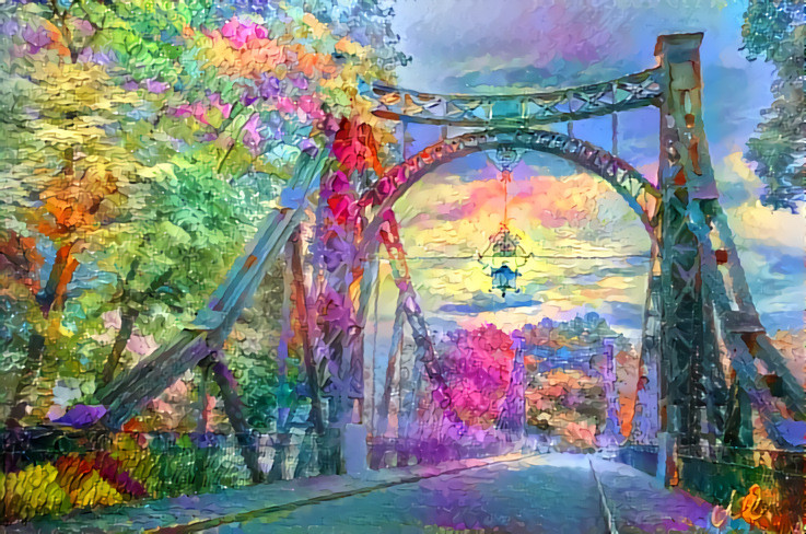 Bridge over colored water