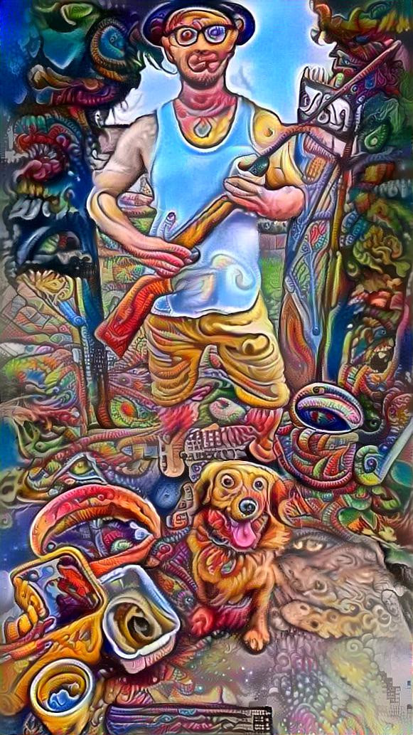 Acrylic redneck with dog
