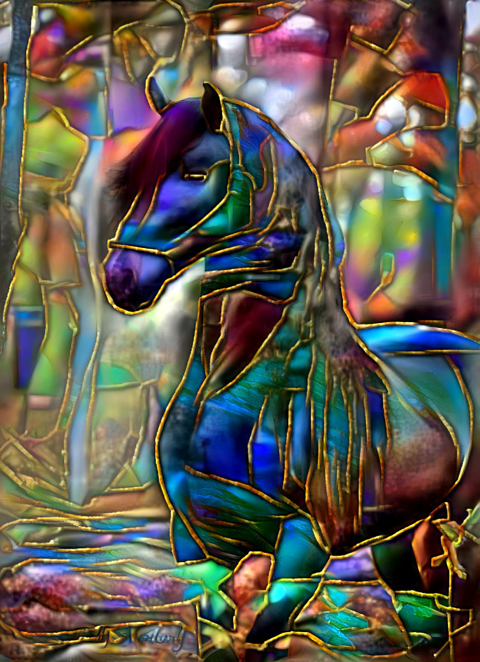 horse, iridescent, gold