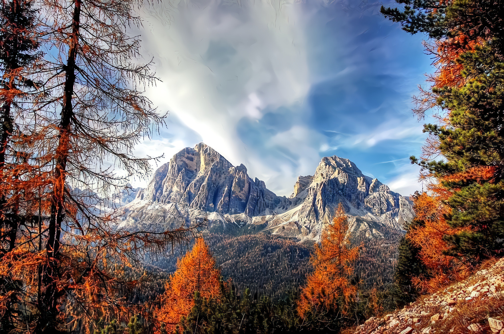 Dolomites Mountains, Alpine Trees