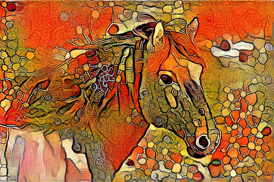 Horse in orange decorative style