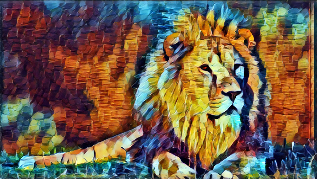 Lion in Pixeled Colors