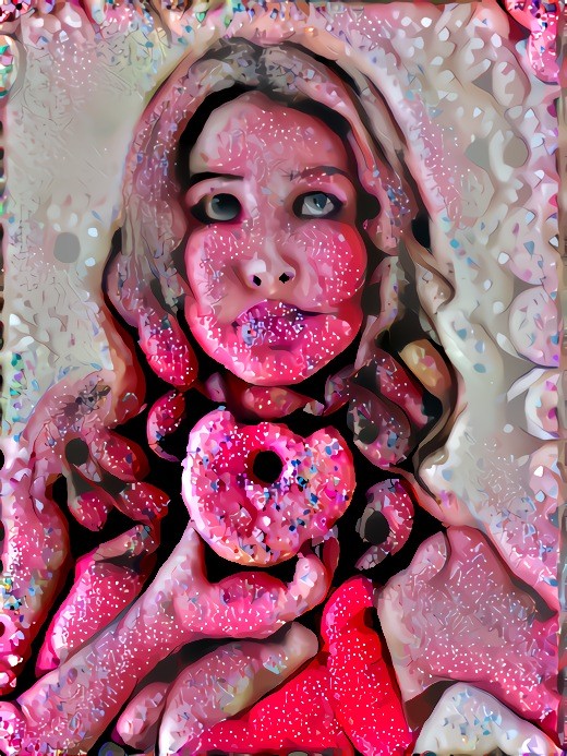 model takes bite of donut, retexture
