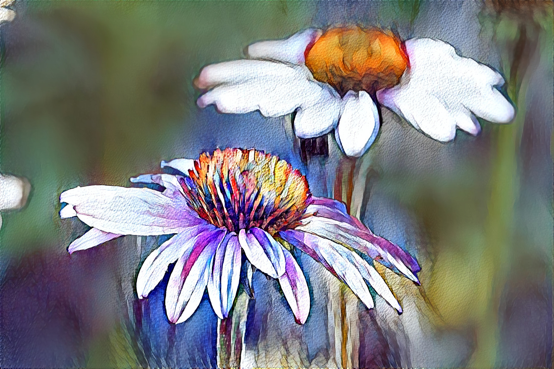 Cone Flowers - by my 7yr old son
