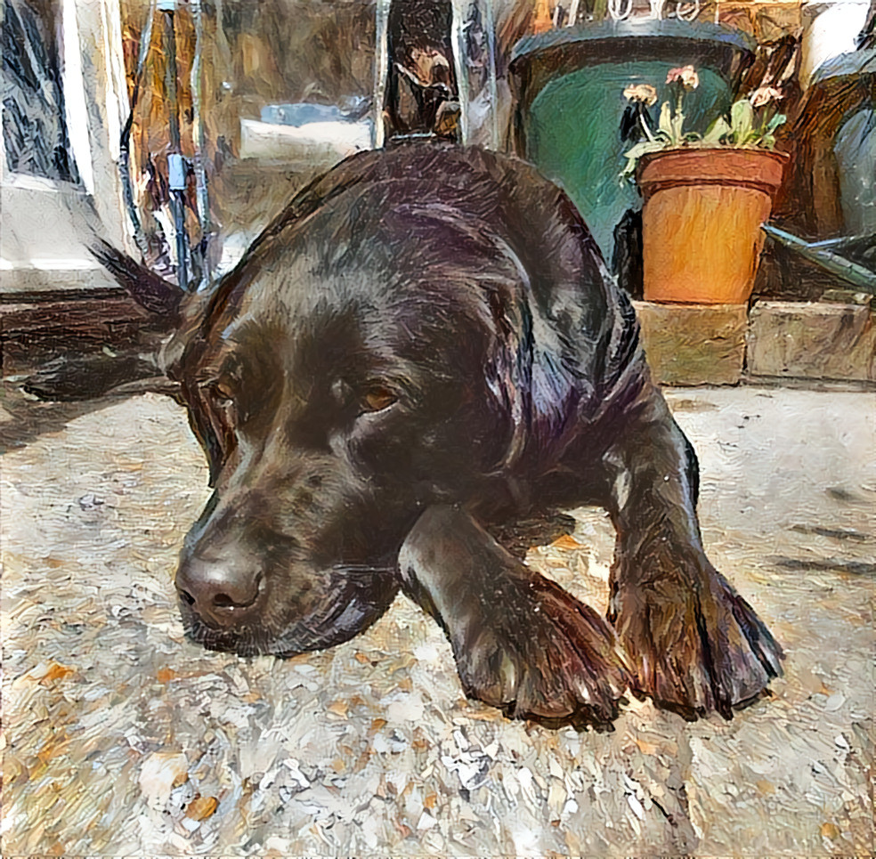 Subject: Our dog Diesel. Style: by Julia Swart (colour modified)