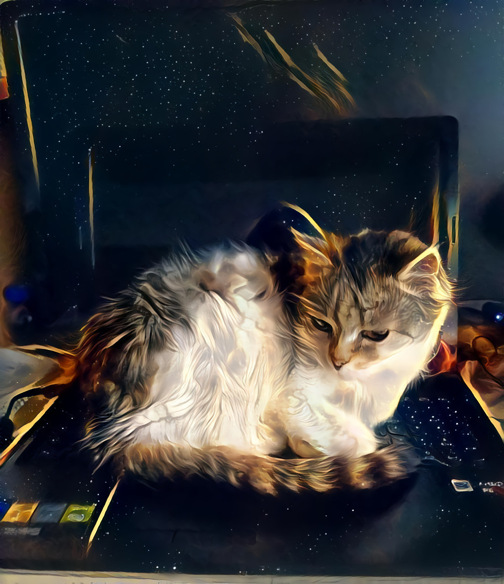 20 years old cat on laptop