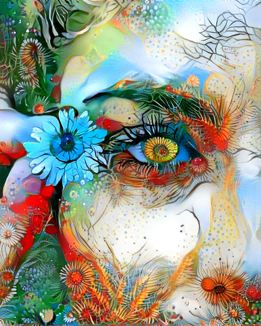 flower eye, retextured, painting, art