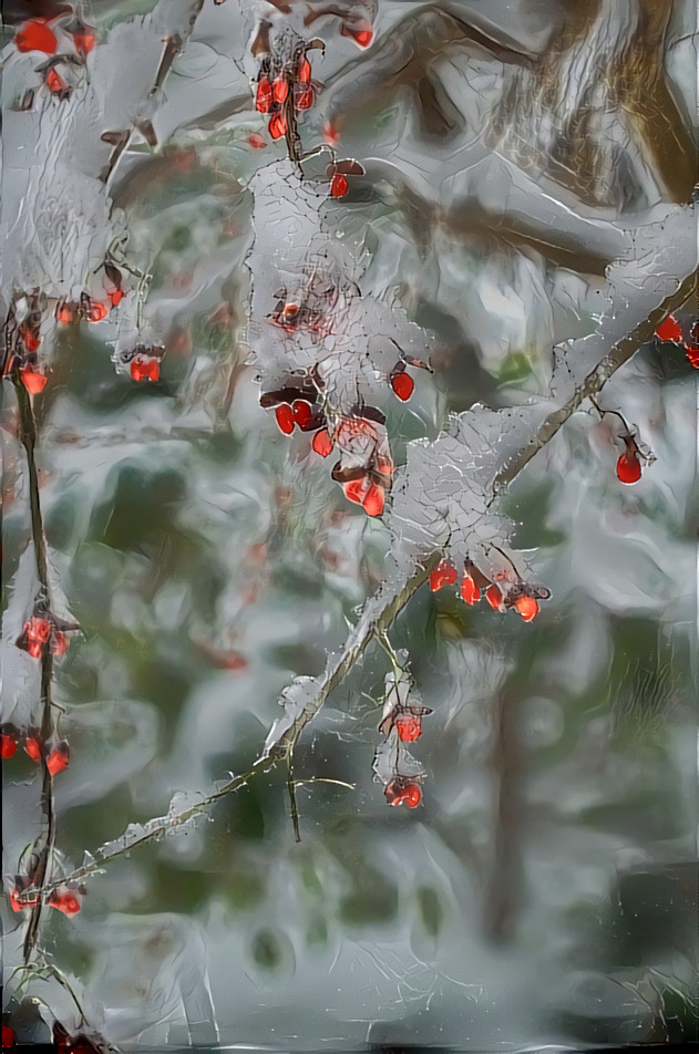 Ice-like burning bush berries