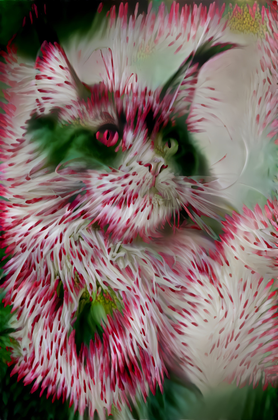 cat, red & white flower ( diff settings )