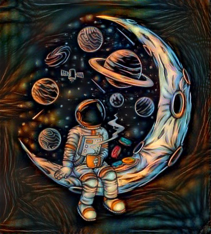 Moon, Planets, woman on the moon