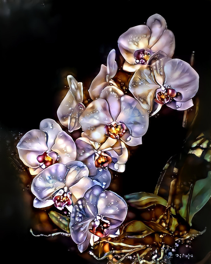"Christmas orchids" _ source: "Stairway to Heaven" - oil on canvas by Delmus Phelps / style: mandala by Tonny Rod _ (201222)