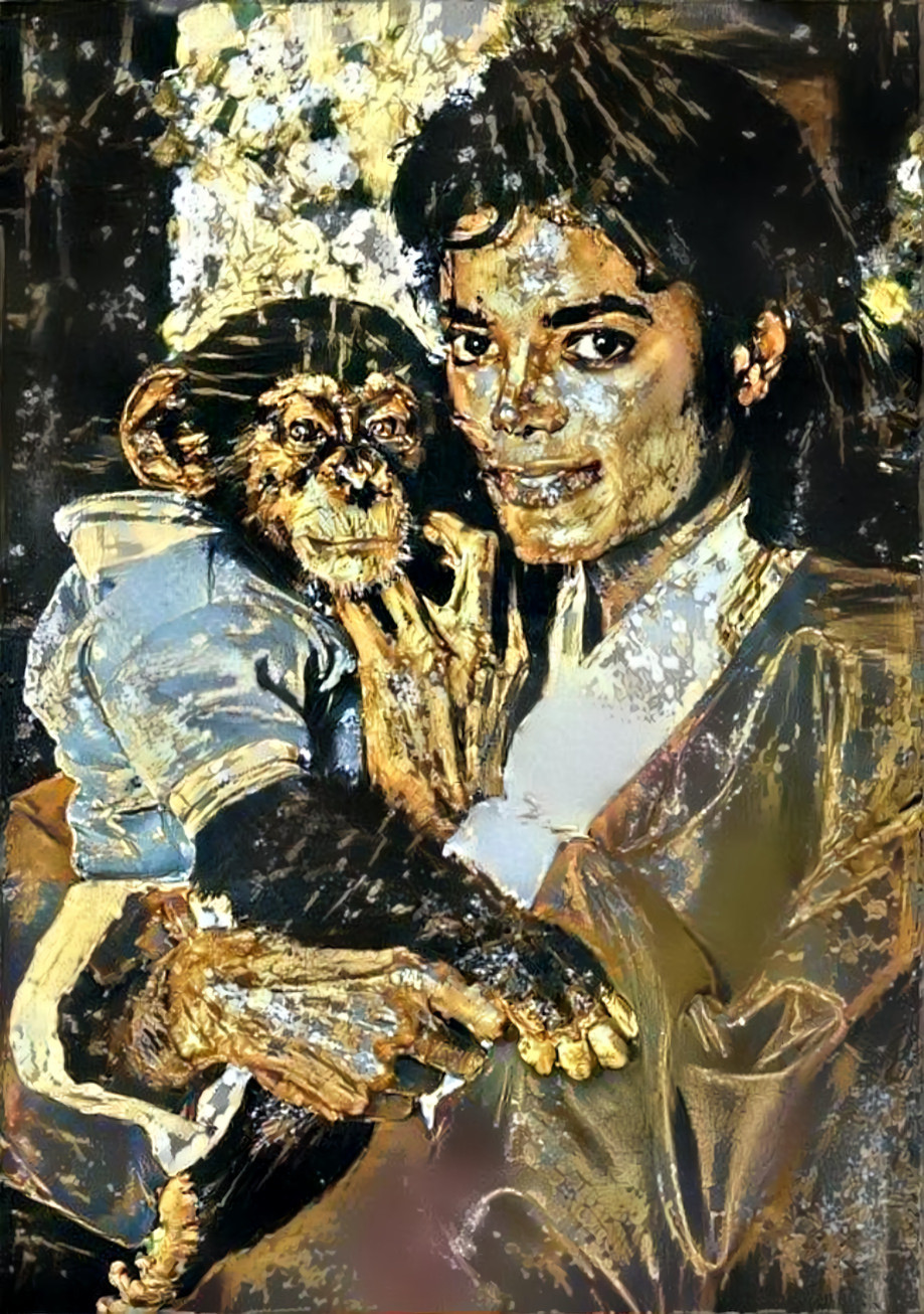 michael jackson holding monkey, gold