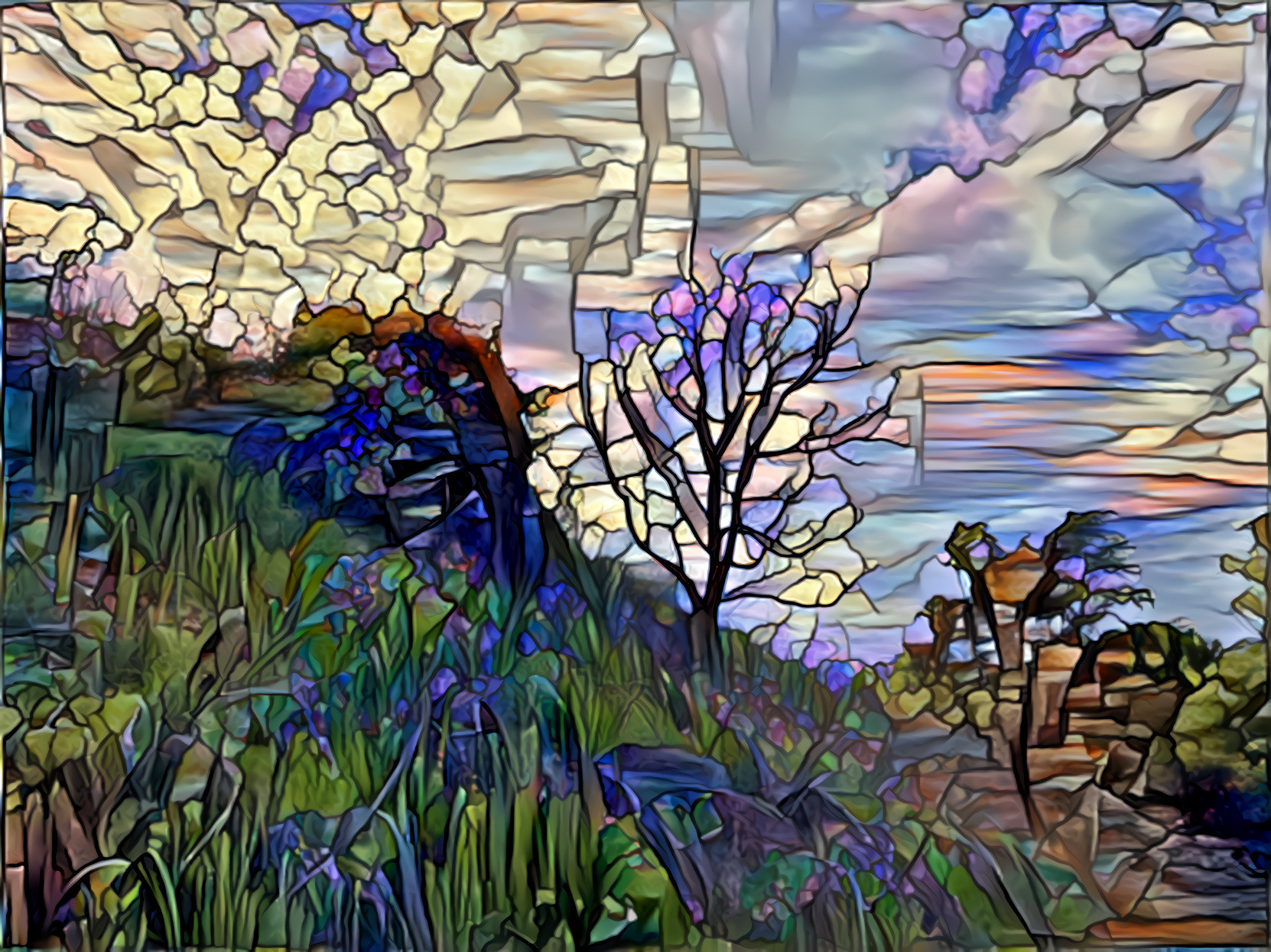 Stained glass hillside