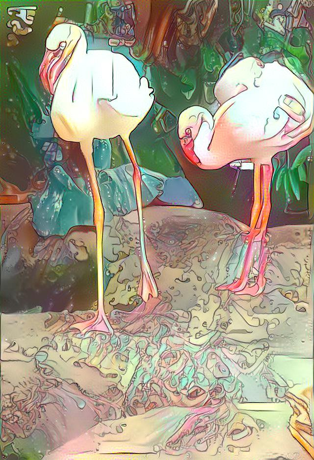 Dos flamingos