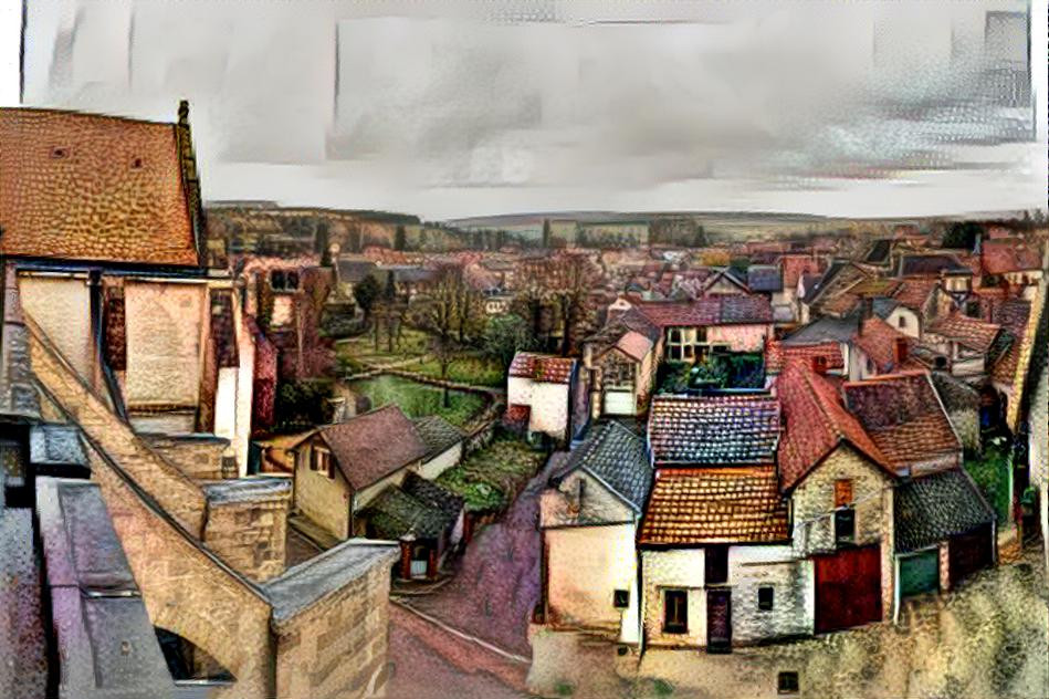 Panorama of the village in winter