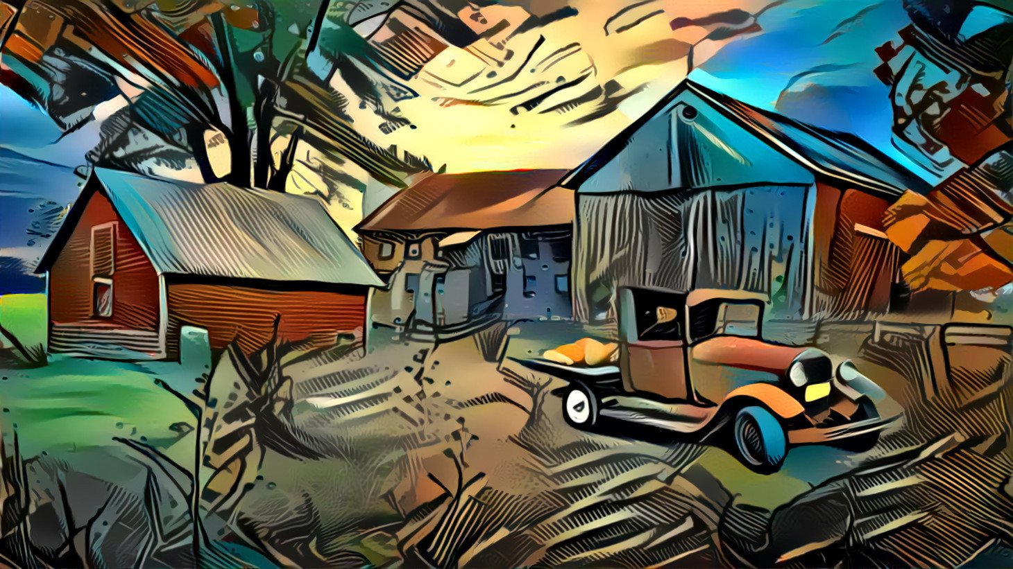 Old Truck and Barns